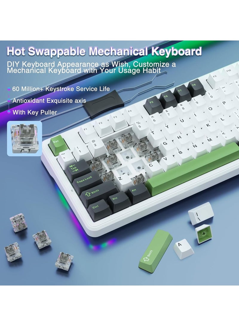 AULA F87 PRO لوحة مفاتيح ميكانيكية لاسلكية، 80% TKL لوحة مفاتيح قابلة للتبديل مخصصة، لوحة مفاتيح للألعاب بتصميم Gasket Mount مع مفاتيح PBT، مفتاح Greenwood V4 مشحم مسبقًا، 2.4GHz/USB-C/BT5.0 لوحة مفاتيح ميكانيكية بإضاءة خلفية RGB - Image 4